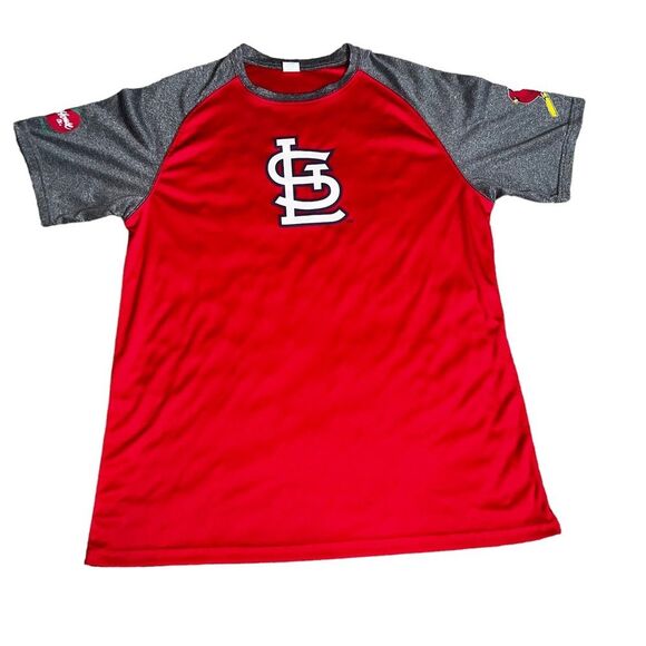 St Louis Cardinals Short Sleeve Medium Red Gray Polyester Pullover - Picture 1 of 9